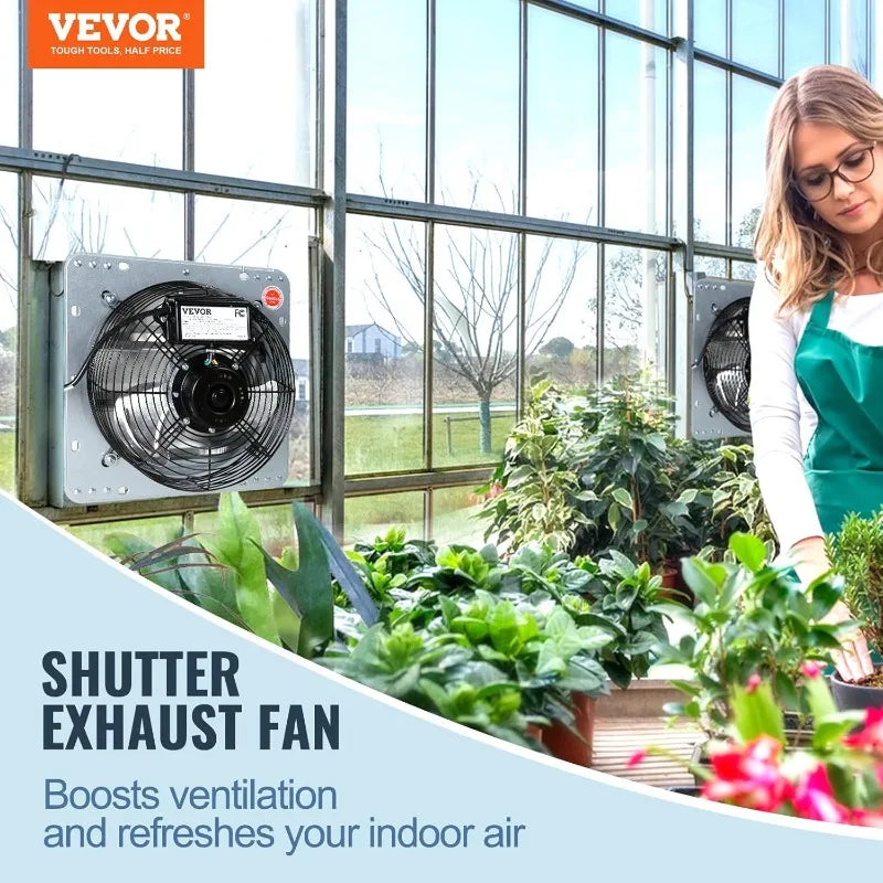 VEVOR Shutter Exhaust Fan,16'' with High Speed, AC-motor, 2000 CFM, Wall Mount Attic Fan,Ventilation and Cooling for Greenhouses