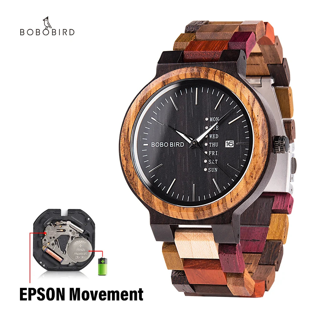 BOBO BIRD Luxury Wood Couple Watches for Men Watch Auto Date Man Watch for Women Handmade Quartz Wristwatch Relogio Masculino