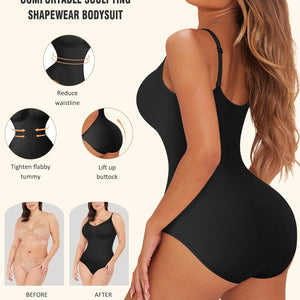 Women Slimming Bodysuits Shapewear Tops Tummy Control Body Shaper Spaghetti Strap Camisole Leotards Bodycon Jumpsuit