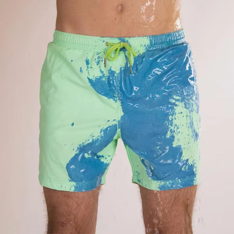 When Exposed to Water, Beach Shorts, Warm-Feeling Color-Changing Shorts Hot Style Swimming Trunks That Change Color