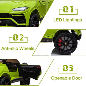 Lamborghini Urus 12V Electric Powered Ride on Car Toys for Girls Boys, Green Kids Electric Vehicles Ride on Toys with Remote Control, Foot Pedal, MP3 Player and LED Headlights, CL61