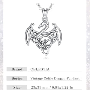 Dragon Necklace for Women Sterling Silver Dragon Jewelry Dragon Pendant Celtic Dragon Gifts for Mother Daughter Sister Wife