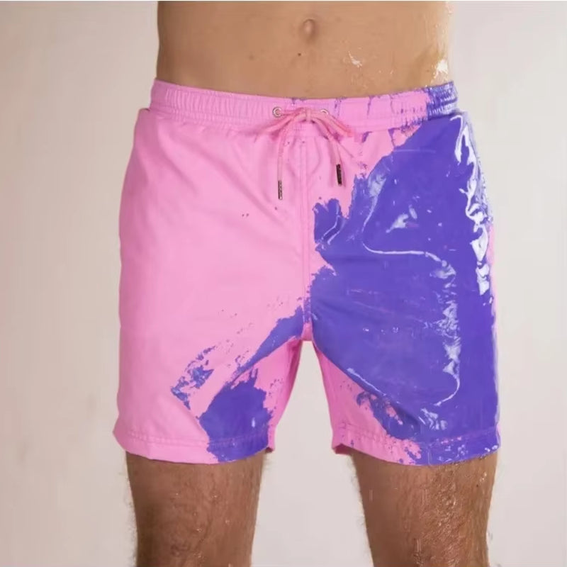 When Exposed to Water, Beach Shorts, Warm-Feeling Color-Changing Shorts Hot Style Swimming Trunks That Change Color