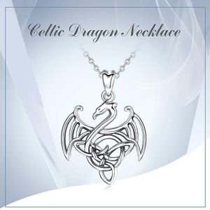 Dragon Necklace for Women Sterling Silver Dragon Jewelry Dragon Pendant Celtic Dragon Gifts for Mother Daughter Sister Wife