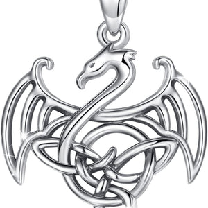 Dragon Necklace for Women Sterling Silver Dragon Jewelry Dragon Pendant Celtic Dragon Gifts for Mother Daughter Sister Wife