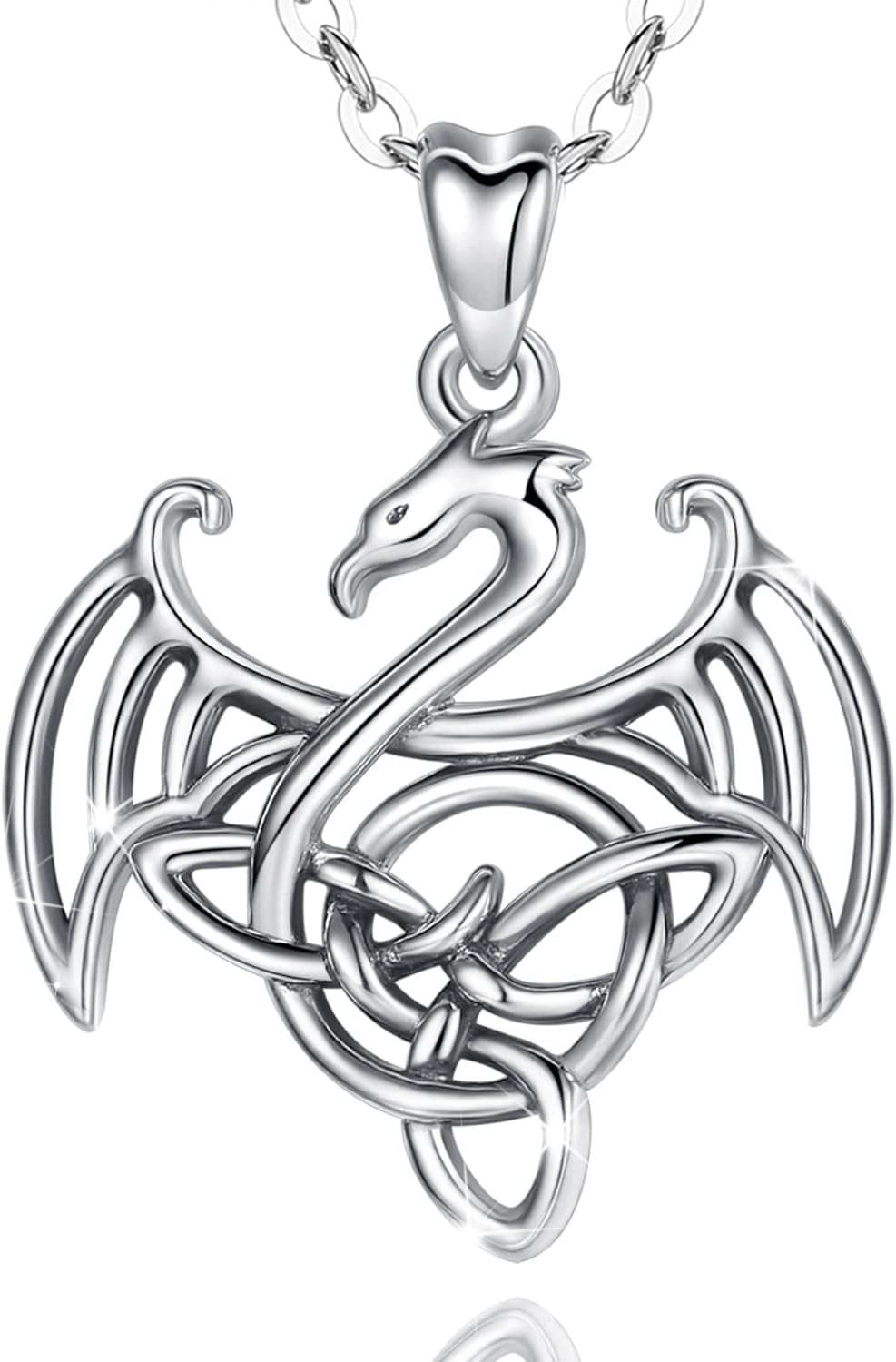 Dragon Necklace for Women Sterling Silver Dragon Jewelry Dragon Pendant Celtic Dragon Gifts for Mother Daughter Sister Wife